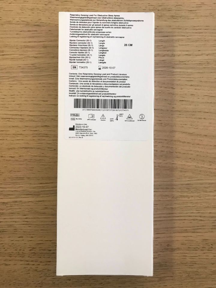 New INSPIRE MEDICAL 4340 Respiratory Sensing Lead for Obstructive