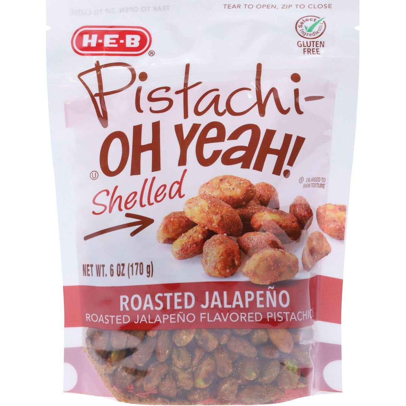 H-E-B Pistachi-OH YEAH! Shelled Pistachios - Roasted Jalapeño, 6