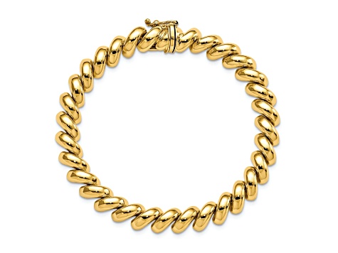 10k Yellow Gold 8mm San Marco Link 7 Inch Bracelet - 14B58A | JTV