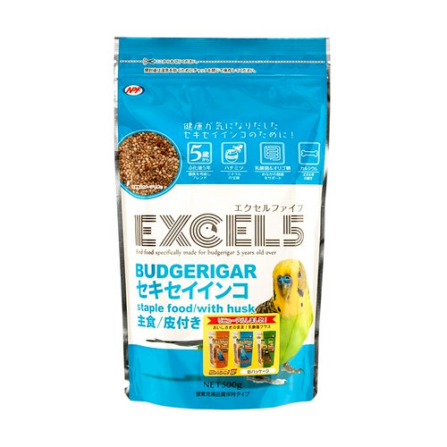 NPF エクセル5 セキセイインコ 皮付き 500g 5歳から 高齢鳥 | チャーム