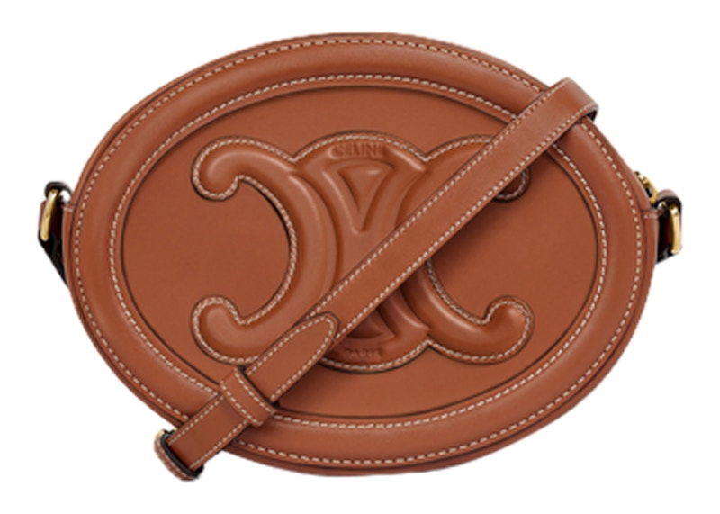 Celine Cuir Triomphe Oval Bag Tan in Smooth Calfskin Leather with