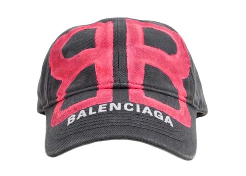 Balenciaga BB Sprayed Cap Baseball Cap Grey Pink Men's - GB