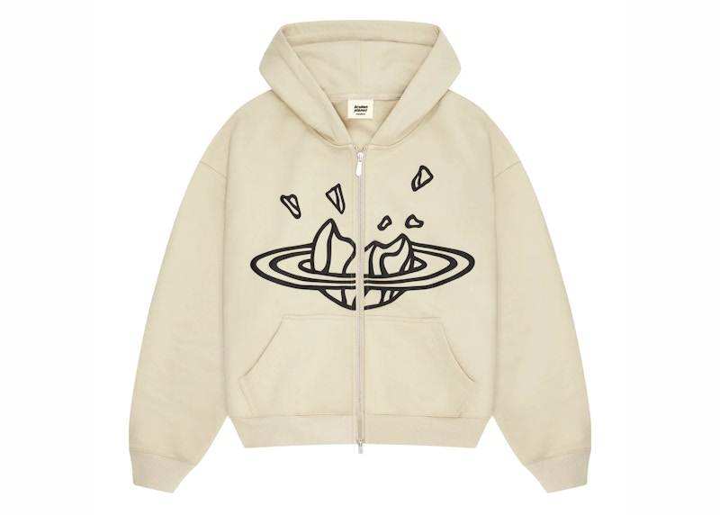 Broken Planet Zip Up Hoodie Bone White Men's - FW23 - GB