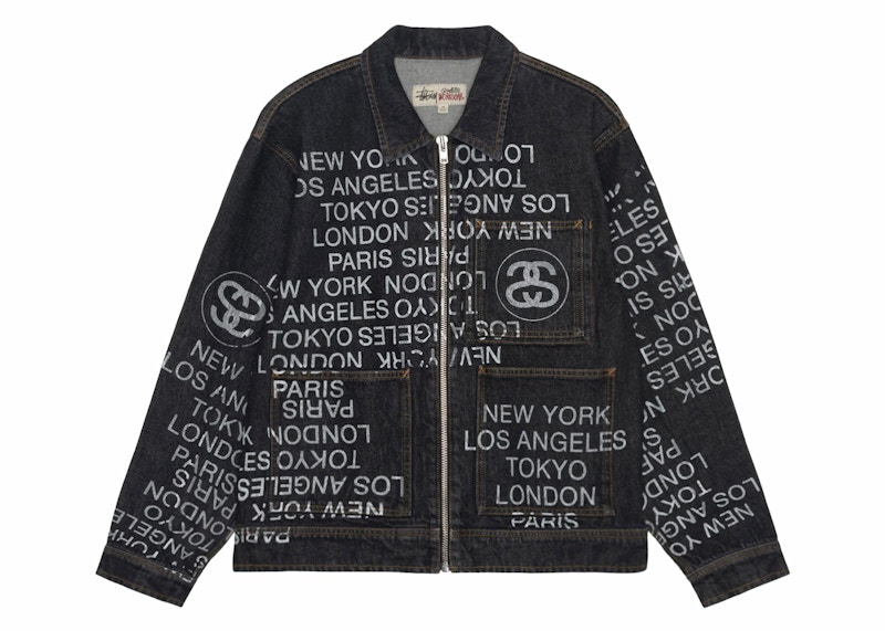 Stussy Zip Work Denim City Link Jacket Washed Black Men's - SS24 - US
