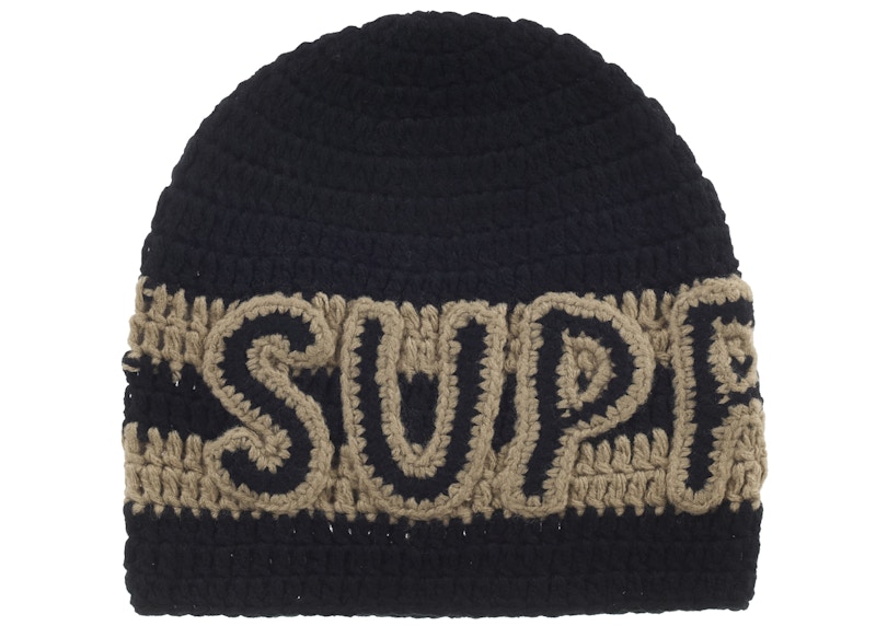 Supreme Crochet Logo Beanie Black - FW25 - JP