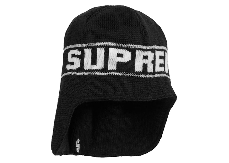 Supreme Earflap Beanie Black - FW23 - JP
