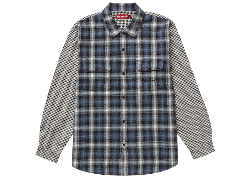 Supreme Houndstooth Plaid Flannel Shirt Navy メンズ - FW23 - JP
