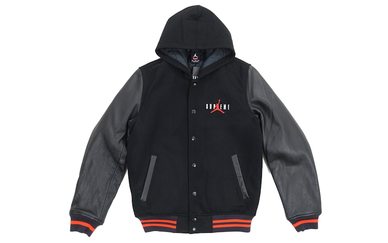 Supreme Jordan Hooded Varsity Jacket Black Men's - FW15 - US