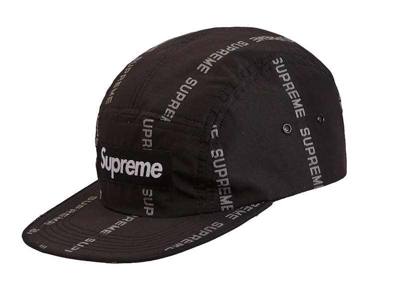 Supreme Reflective Text Camp Cap Black - FW18 - JP