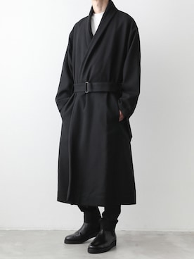 ato アトウ ノーカラー ロングコート メンズLAYERED COAT（ノーカラー