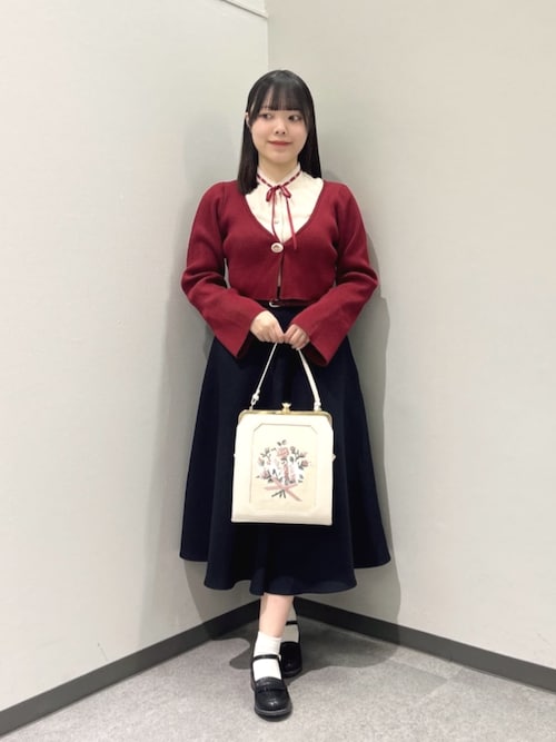 ブーケ刺繍スクエアがま口バッグ（ハンドバッグ）｜an another angelus