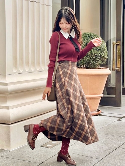 レディース 秋冬チェック柄フレアスカート（スカート）｜DAY CLOSET