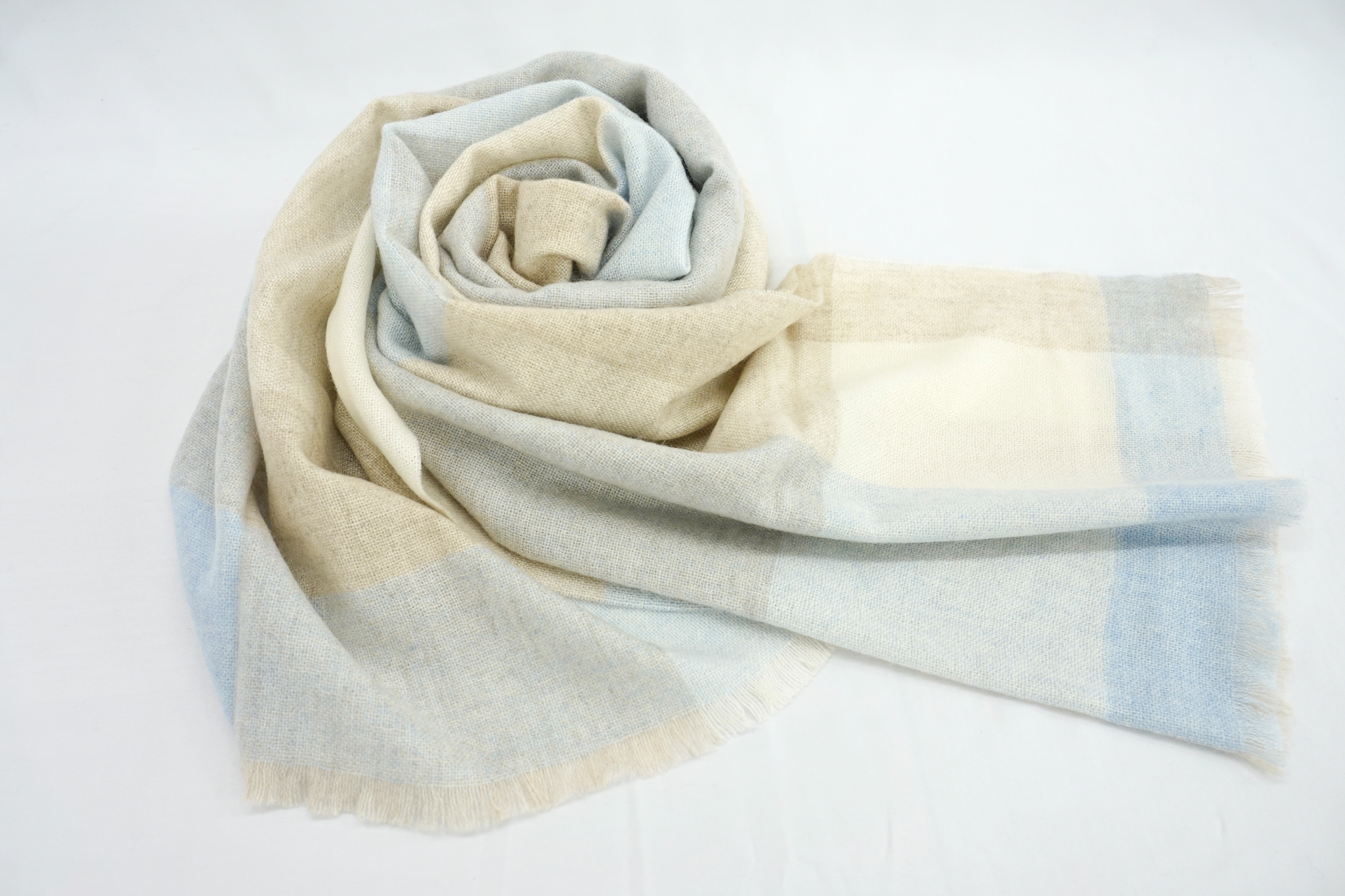 カシミヤ100%縮絨チェックストール(60×190cm) | Luna Luce Roca（ルナ