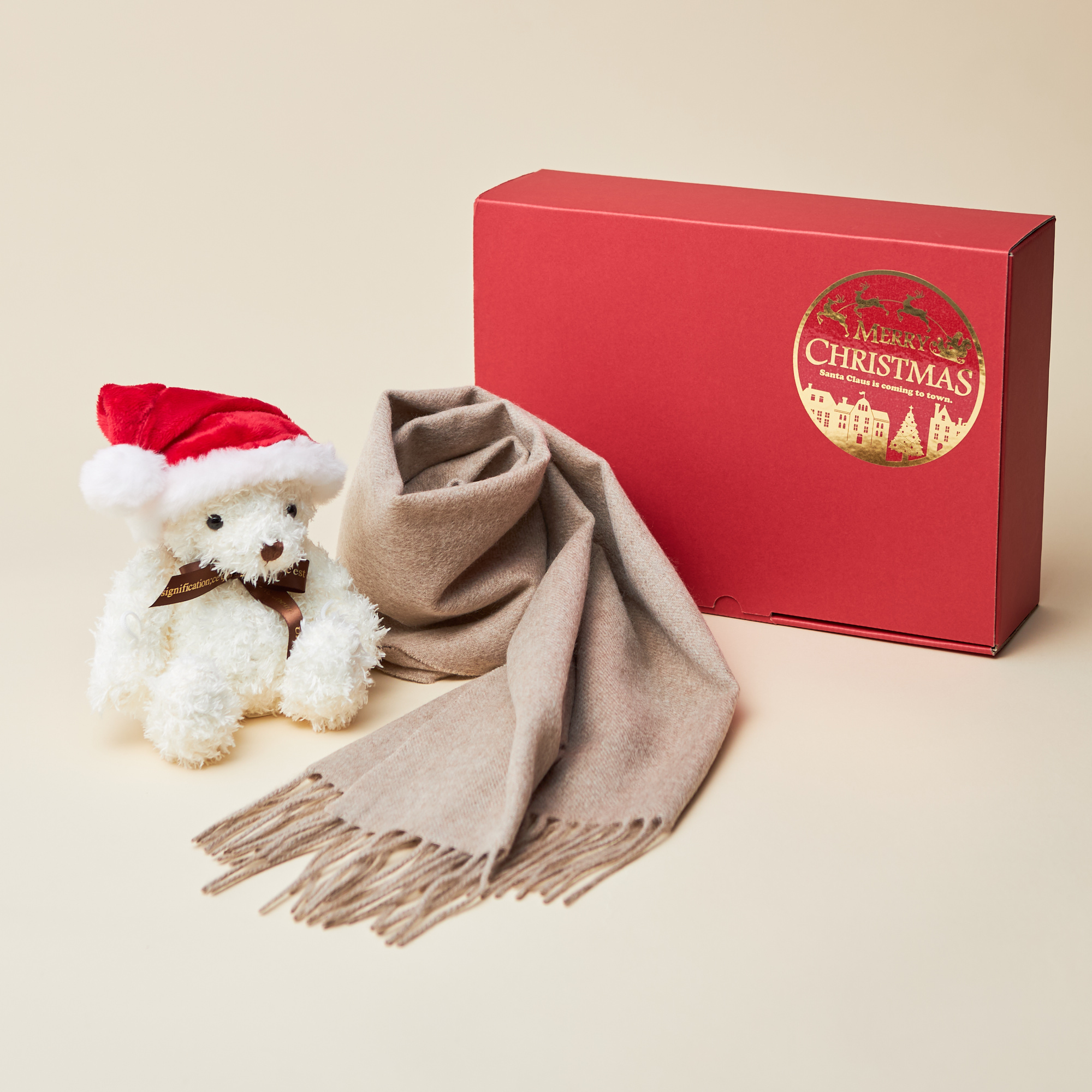 名入れ/クリスマス限定ボックス付】カシミヤ100%マフラー/大判ストール