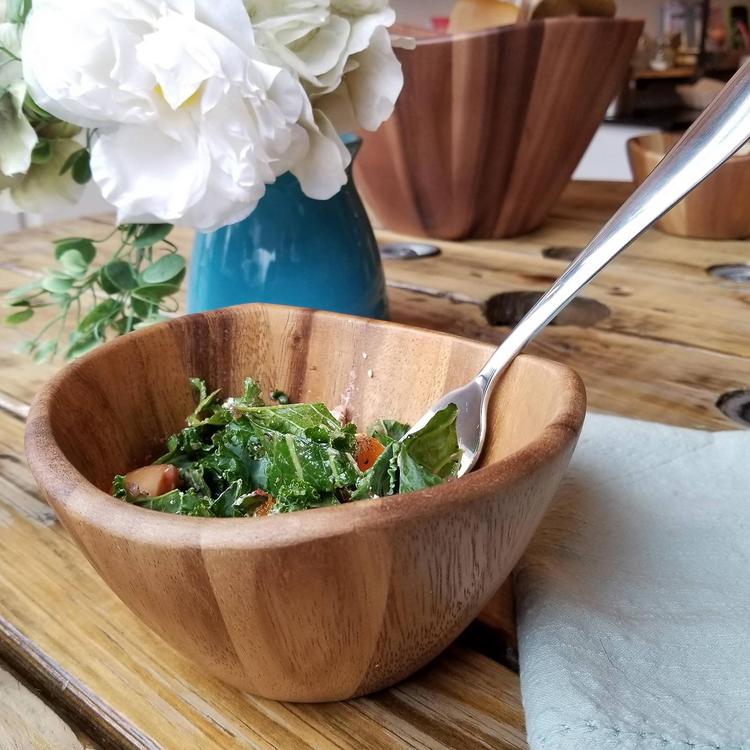 Lipper, Acacia Wave Salad Bowl, Set of 4 | Zola