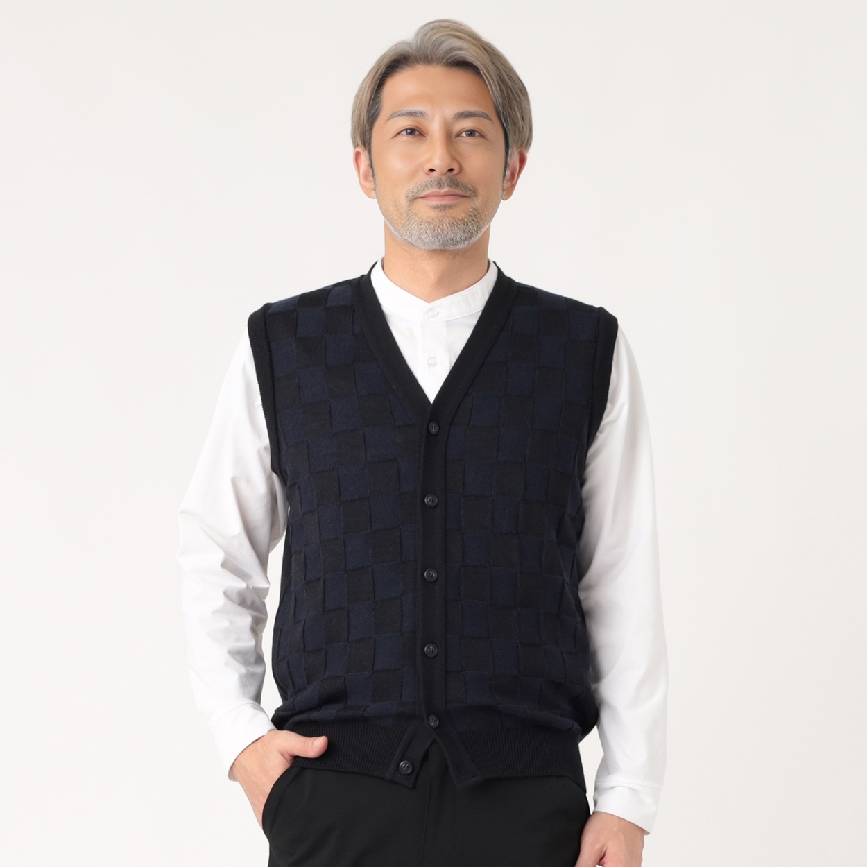 日本製 ブロック柄ベスト メンズ | イオンスタイルオンライン 衣料品