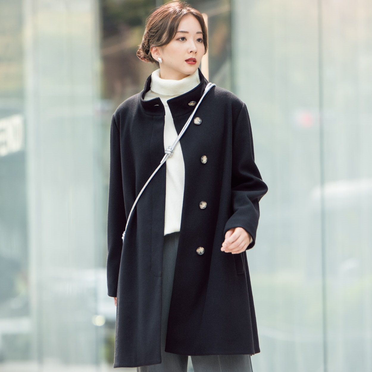 AirWOOLISH NEO スタンドロングコート レディス Purelast(ピュアラスト