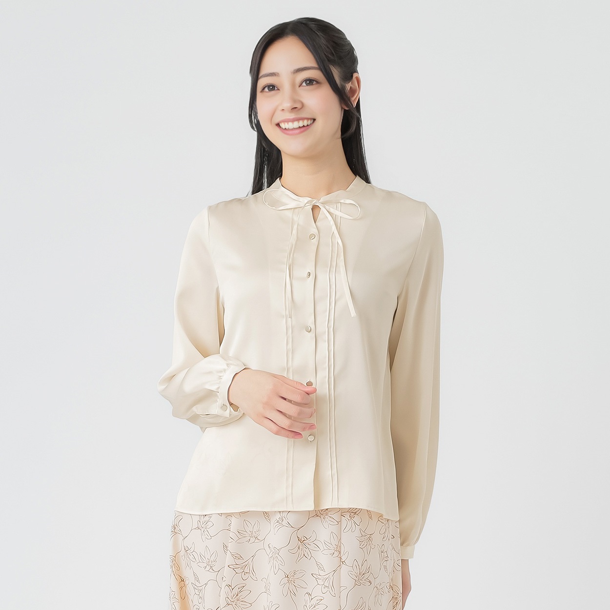 微ラメ ひもリボンブラウス レディス EMMA JAMES(エマジェイムス