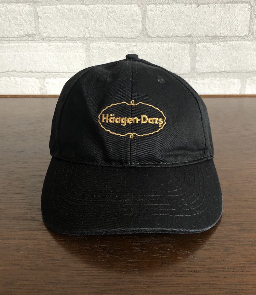 90's Haagen-Dazs VINTAGE CAP ハーゲンダッツ ビンテージ 刺繍ロゴ 黒