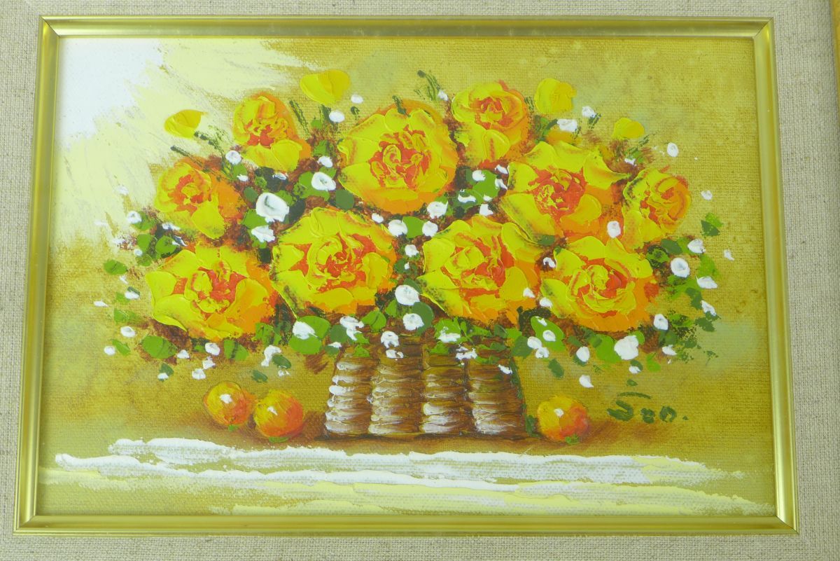 黄色のバラ 油絵 鄭 秀京 Soo 黄色のバラ 油絵 鄭 秀京 Soo 黄色の