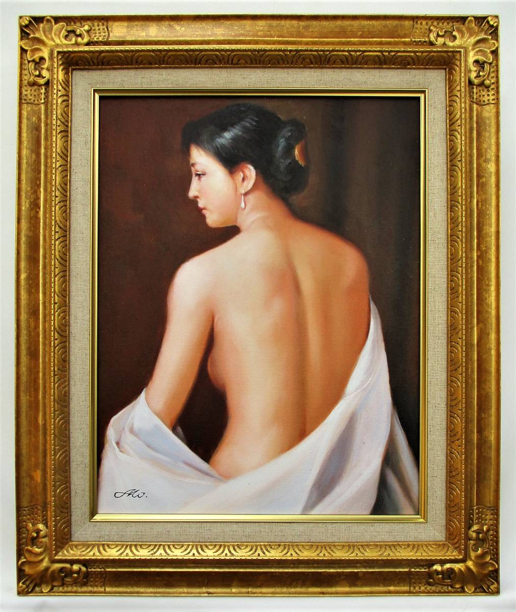 良品】油彩画/油絵/絵画「裸婦」外国人女性 40号 OIL PAINTING 良品