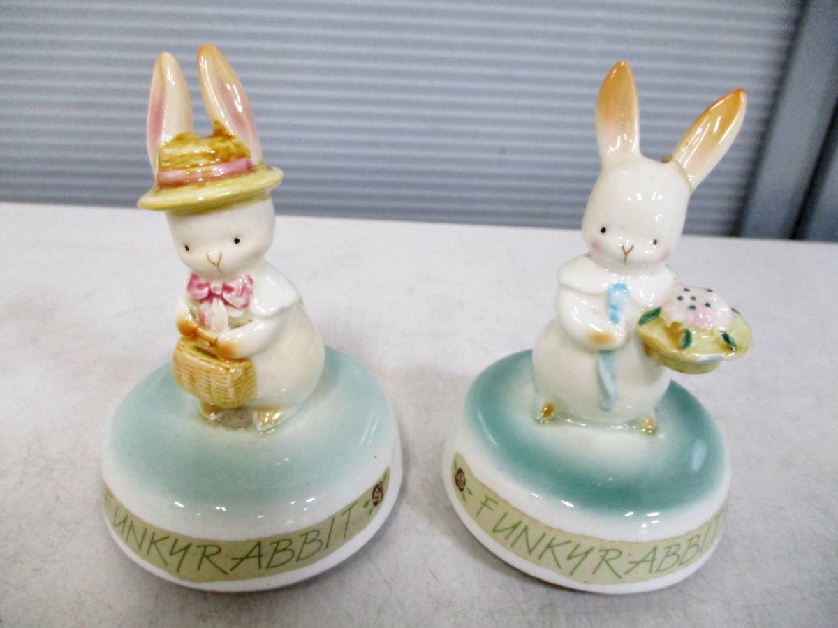 目立った傷や汚れなし】かわいい 回転オルゴール FUNKY RABBIT