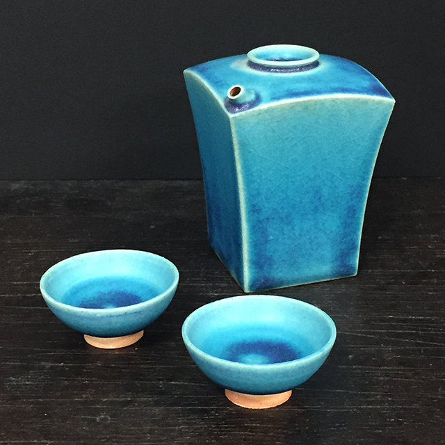 やちむん 沖縄 大嶺工房 大嶺實清作 ペルシャブルー徳利 やちむん 沖縄