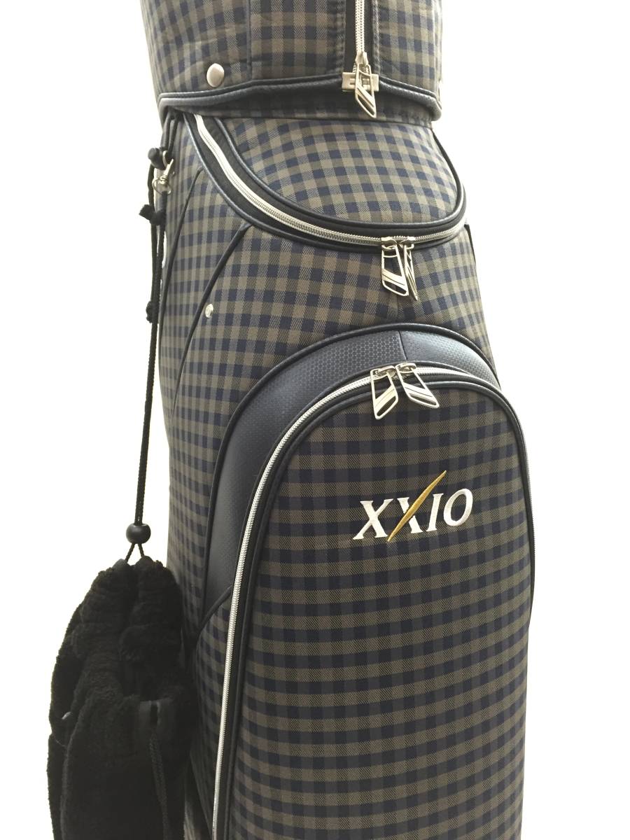 キャディバッグ ネイビー・ホワイト チェック柄ゴルフセット