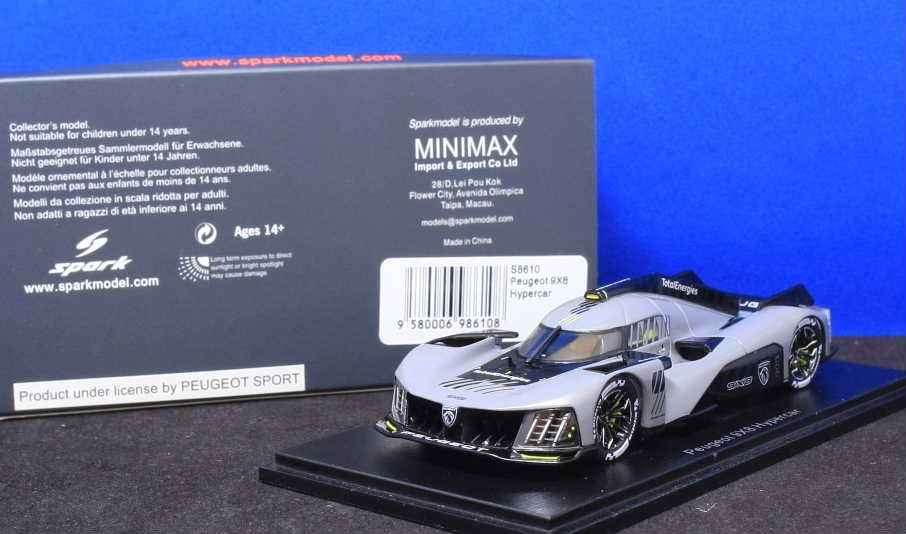 未使用に近い】1/43 スパーク プジョー 9×8 ハイパーカー Peugeot 9X8