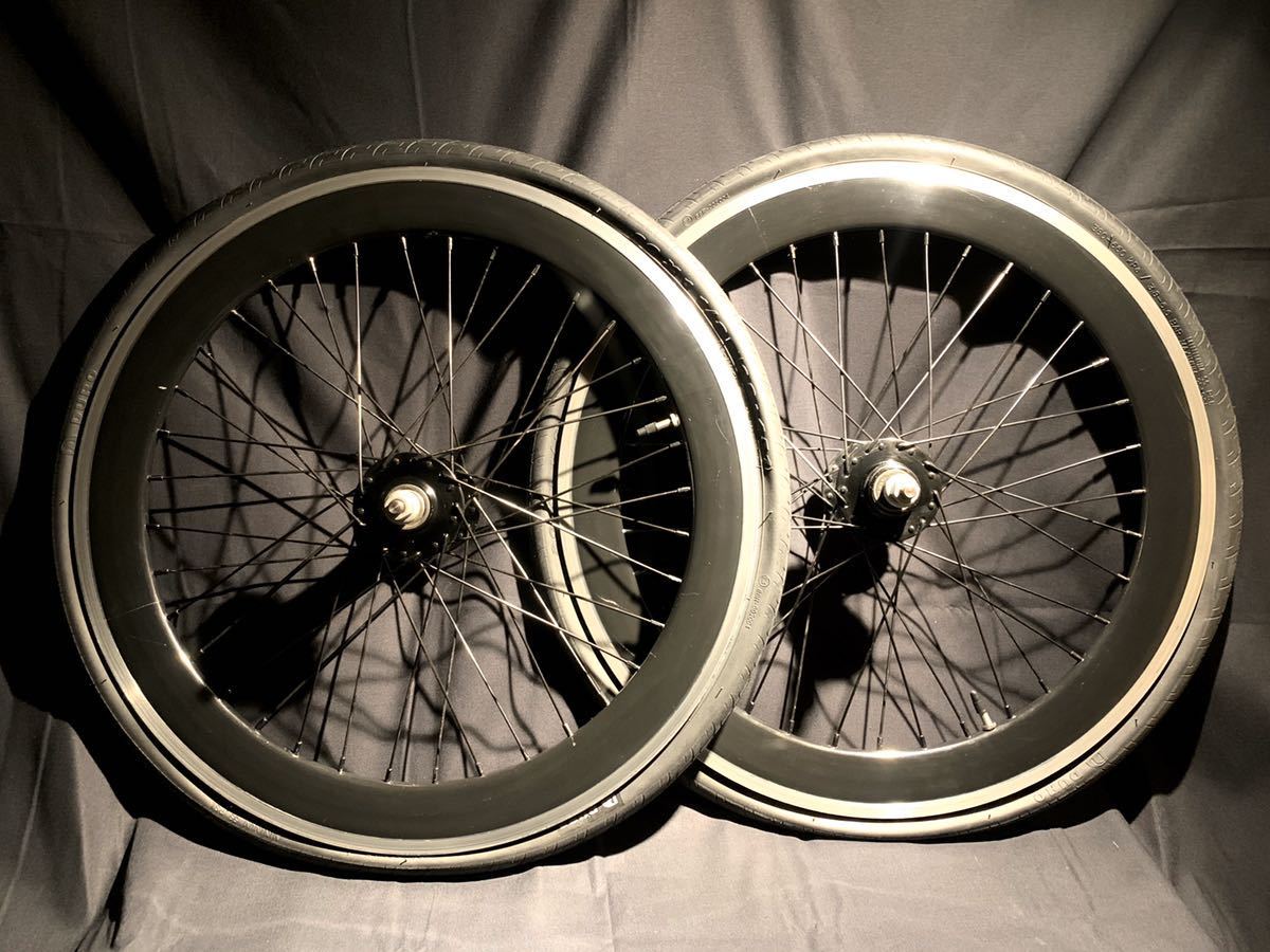 20インチ451ホイールセット中古 ICANカーボンバトンホイール前後セット