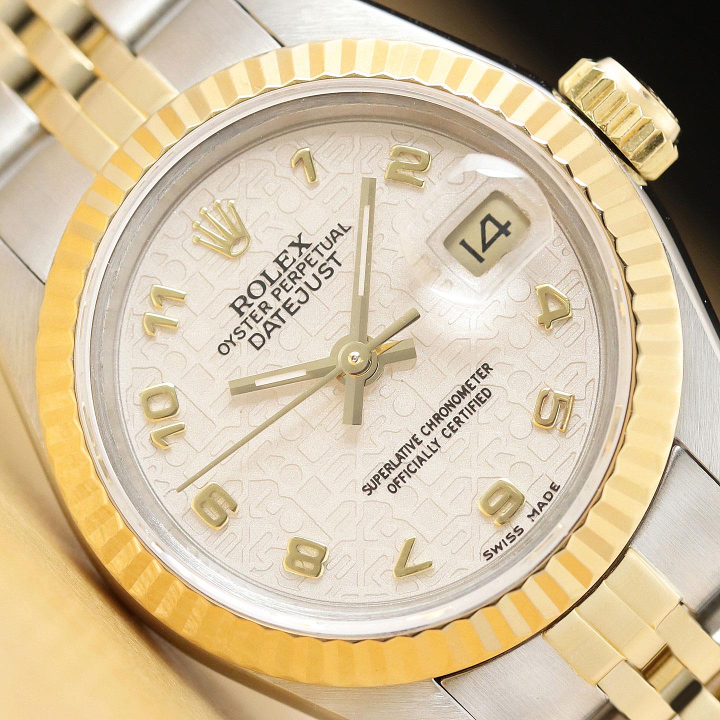 ROLEX DATEJUST 69173 CREAM ARABIC JUBILEE DIAL 18K YELLOW GOLD SS