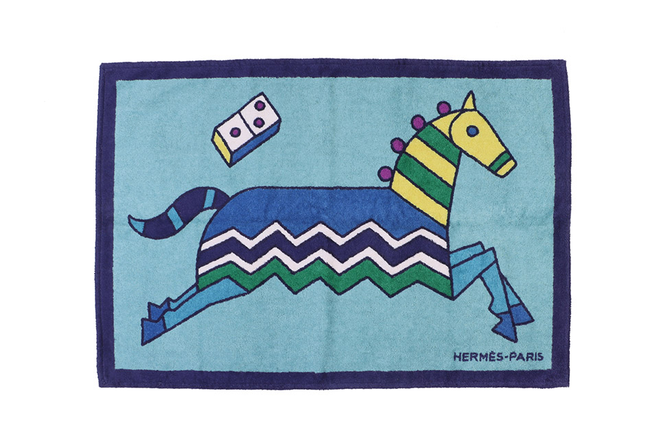 ビーチタオル 馬 ブルー/オレンジ 未使用