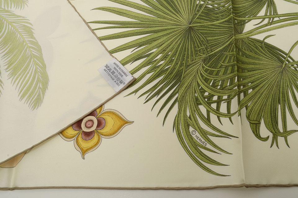 スカーフ カレ90 シルク 植物 ヤシの目録 INDEX PALMARUM 2019秋冬
