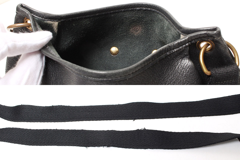 ロデオ ミニ ショルダーバッグ レザー 黒 ブラック ゴールド金具