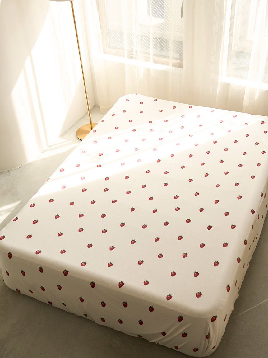 Sleep】ストロベリー柄BOXシーツ（シングル）(ボックスシーツ・敷き