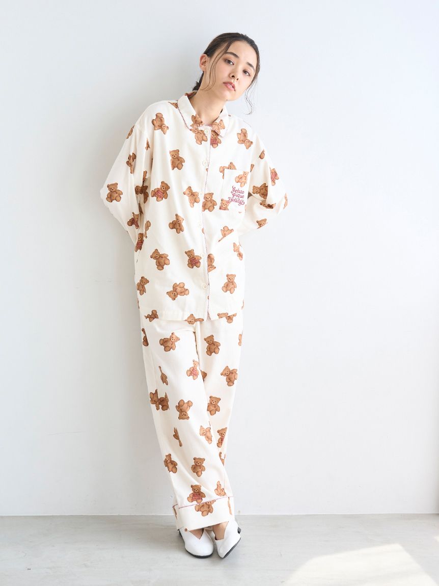 HOLIDAY】ベア柄ネルロングパンツ(ロングパンツ)｜ルームウェア