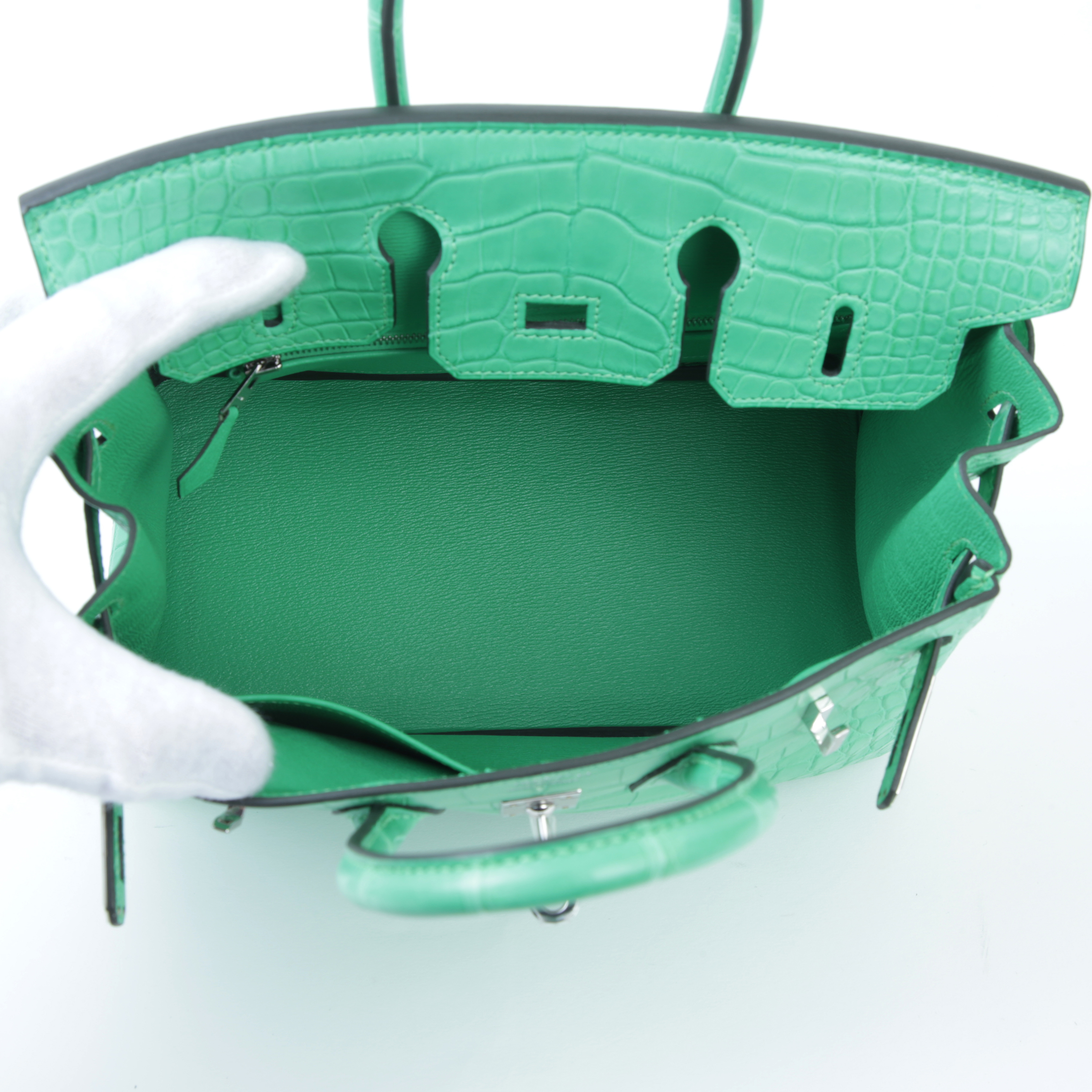 Brand New ( Rank N ) HERMÈS Birkin 25 Vert Comics (0Z) Matte