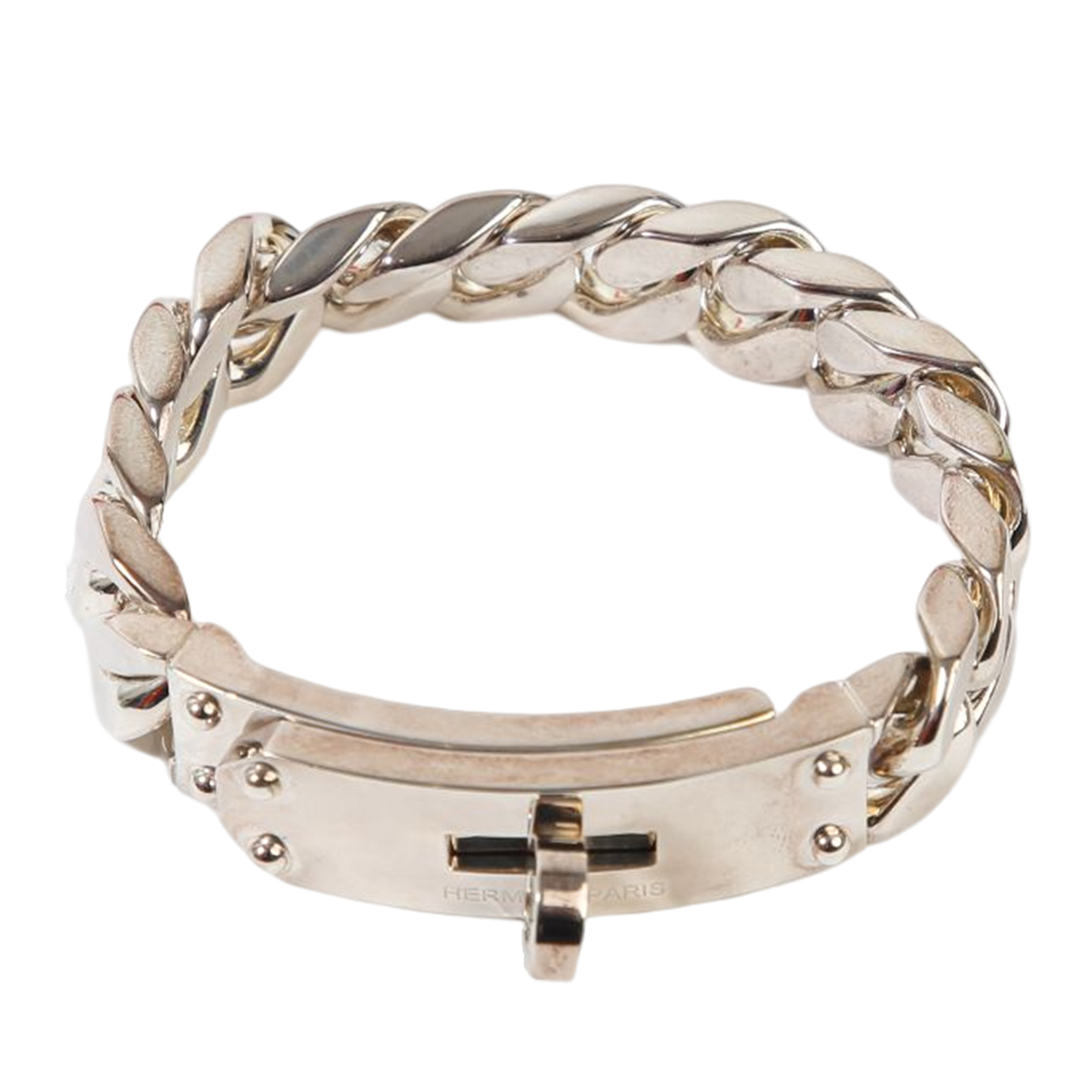 ランク A HERMÈS エルメス ブレスレット ケリーグルメットGM シルバー