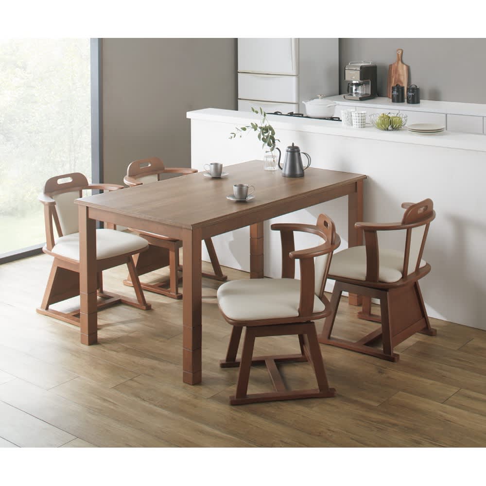 6段階に高さ調節できる！モダンダイニングこたつシリーズ テーブル 135