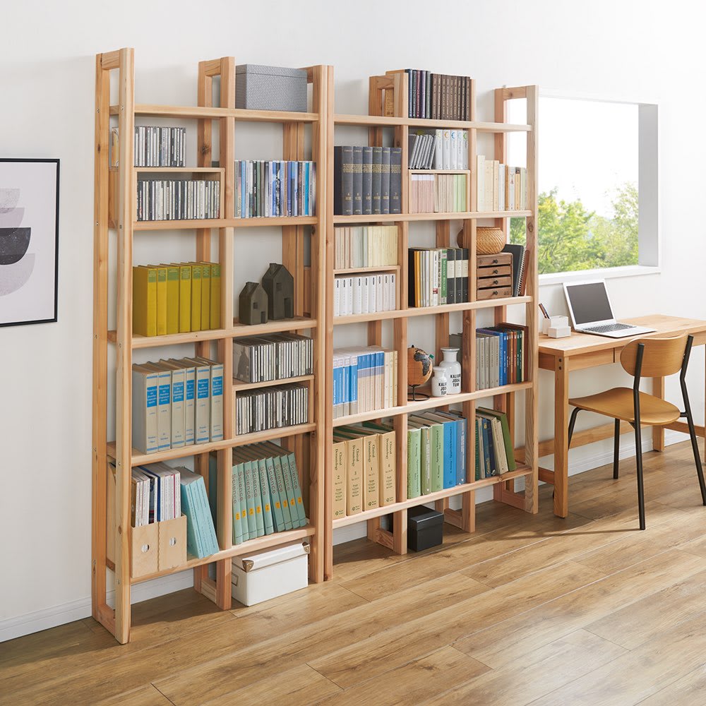 くらしを豊かに彩る国産杉 頑丈ディスプレイラック 3列 幅111奥行23cm