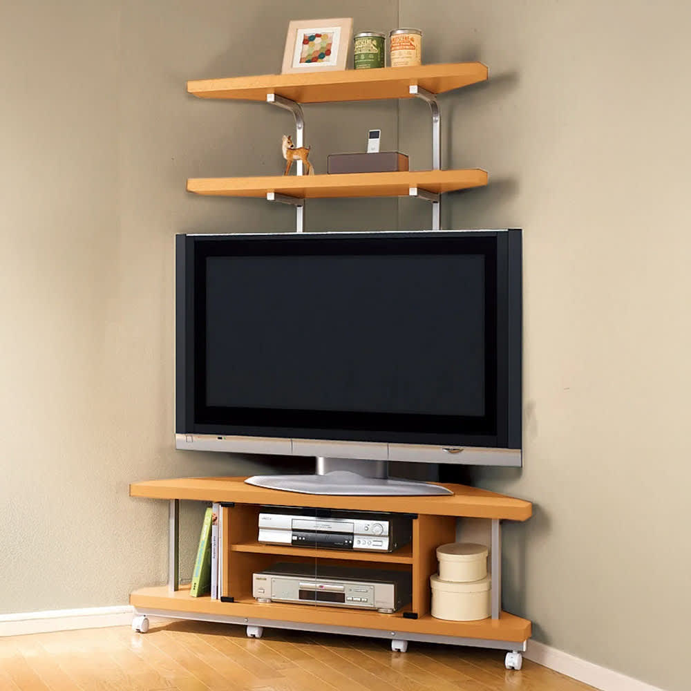 コーナーテレビ台（上棚付き） 幅120cm 棚2段 キャスター付き 通販