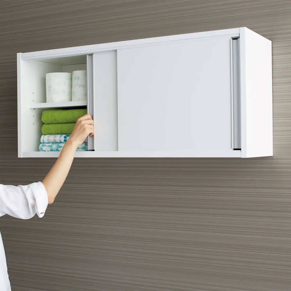 光沢仕上げ吊り戸棚 横型引き戸タイプ 幅90cm高さ40cm 通販 - ディノス