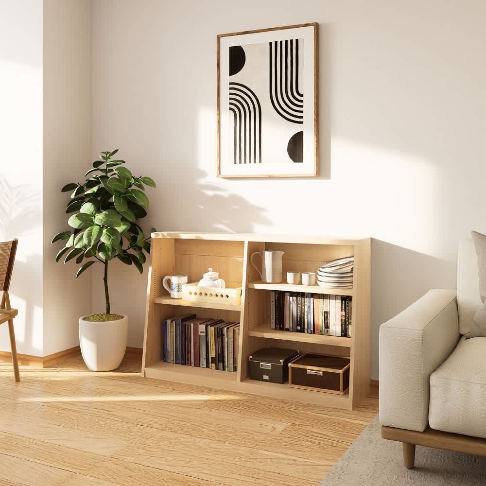 脚元安定1cmピッチ棚板頑丈薄型書棚 高さ76.5cm 通販 - ディノス