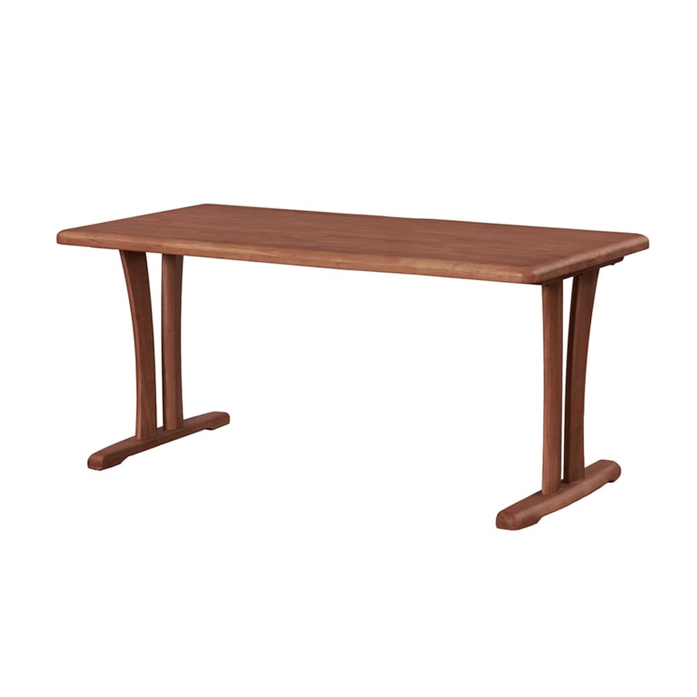 木製 二人用ダイニングテーブル 角が面取りされています 艶有り