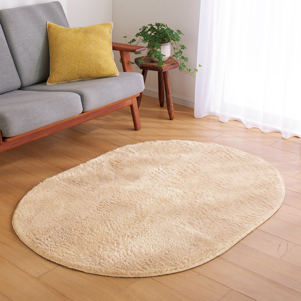 やわらかマイクロファイバーの多色シャギーラグ〈ラルジュ〉 洗える