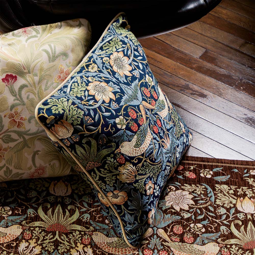 モリスデザインスタジオ ジャカード織クッションカバー〈いちご泥棒