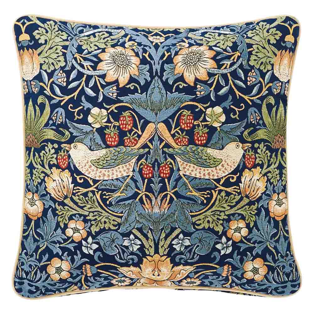 モリスデザインスタジオ ジャカード織クッションカバー〈いちご泥棒