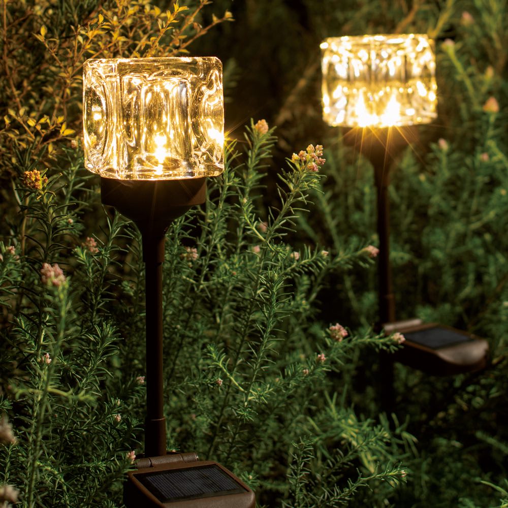 キューブソーラーライト2本組 通販 - ディノス