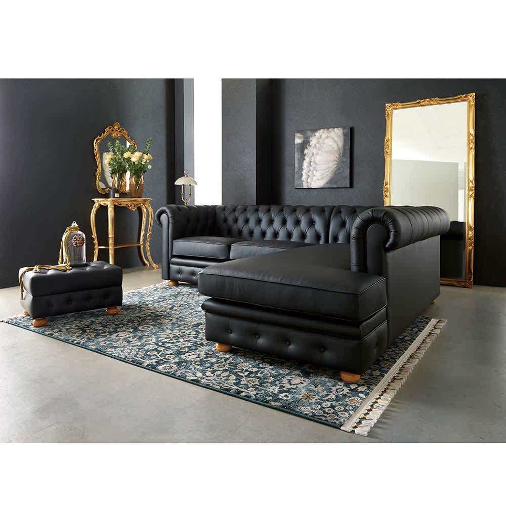 LeClass/ルクラス 本革張りレザースツール・オットマン 幅60cm 通販