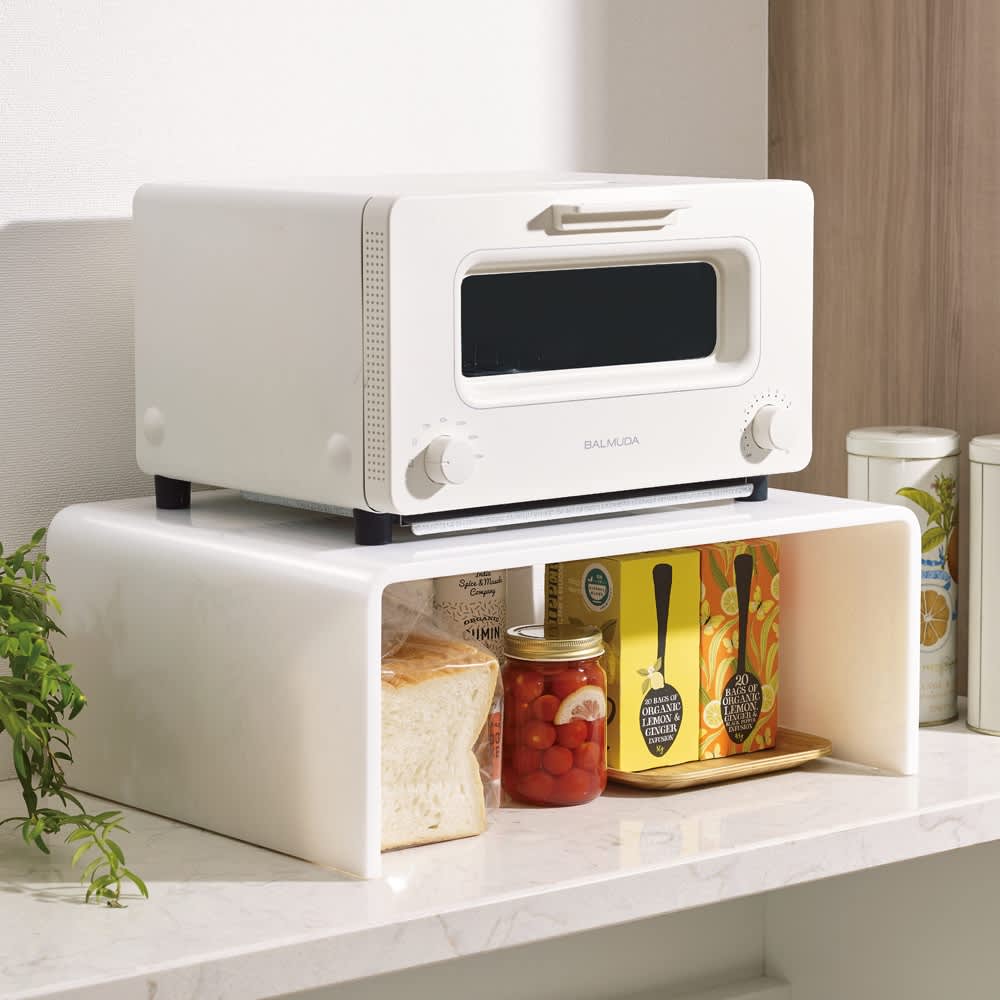 アクリル トースターラック ブラック＆ホワイト 幅45cm 通販 - ディノス